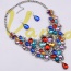 Luxury Multi-color Flower Decorated Short Chain Jewelry Sets