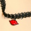 Vintage Black Sexy Lip Pendant Decorated Simple Wide Anklet