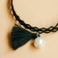 Vintage Black Pearl & Tassel Pendant Decorated Double Layer Anklet