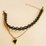 Vintage Balck Triangle Pendant Decorated Double Layer Anklet
