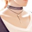 Elegant Black Rivet Tassel Pendant Decorated Double Layer Necklace
