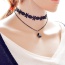 Elegant Black Waterdrop Bead Pendant Decorated Double Layer Necklace