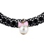 Elegant Pink Pearl Pendant Decorated Hollow Out Flower Chain Necklace
