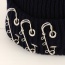 Fashion Black Three Pins Decorated Pure Color Design Simple Knitting Hat