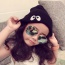 Fashion Black Eyes Pattern Decorated Pure Color Knitting Hat