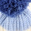 Elegant Blue+beige Fuzz Ball Decorated Color Matching Knitting Hat