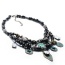 Trendy Black Coin Pendant Decorated Multi-layer Bead Necklace