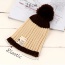 Fashion Black Big Fuzzy Ball Decorated Baby Knitted Hat