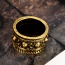 Vintage Gold Color Round Shape Gemstone Decorated Wide Ring Sets (4pcs)