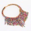 Fashion Multi-color Beads&diamond Decorated Tassel Design Simple Necklace