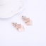 Delicate Rose Gold Three Square Shape Pendant Decorated Long Chain Jewelry Sets