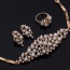 Fashion Gold Color+white Pearsl Decorated Irregular Shape Simple Jewelry Sets