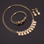 Fashion Gold Color Diamond Decorated Double Layer Jewelry Sets (3pcs)