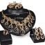 Vintage Gold Color+black Oval Diamond Pendant Decorated Hollow Out Jewelry Sets
