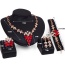 Luxury Red Flower Shape Pendant Decorated Short Chain Jewelry Sets