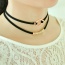 Retro Silver Color Metal Round Shape Decorated Double Layer Choker