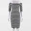 Trendy Black+white Off-the-shoulder Design Strip Decorated Long Sleeve Dress