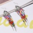 Vintage Multi-color Bead& Strip Shape Pendant Decorated Round Shape Earrings