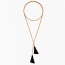 Fashion Black+gold Color Tassel Decorated Simple Design Long Chain Necklace