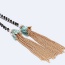 Fashion Gold Color+black Long Tassel Decorated Short Chain Necklace