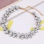Fashion White Water Drop Shape Diamond Decorated Flower Shape Simple Necklace