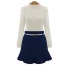Fashion Dark Blue Pure Color Design Irregular Shape Simple Skirt (without The Waistbelt)