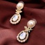 Fashion Gold Color+white Oval Shape Gemstone Decorated Simple Earrings