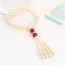 Elegant White+red Tassel Pendant Decorated Double Layer Necklace