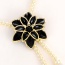 Elegant Black Flower&tassle Pendant Decorated Long Chain Necklace