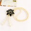Elegant Black Flower&tassle Pendant Decorated Long Chain Necklace