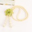Elegant Green Flower&tassle Pendant Decorated Long Chain Necklace