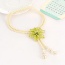 Elegant Green Flower&tassle Pendant Decorated Long Chain Necklace