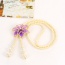 Elegant Purple Flower&tassle Pendant Decorated Long Chain Necklace