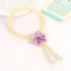 Elegant Purple Flower&tassle Pendant Decorated Long Chain Necklace