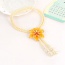 Elegant Yellow Flower&tassle Pendant Decorated Long Chain Necklace