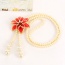 Elegant Red Flower&tassle Pendant Decorated Long Chain Necklace