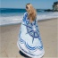Fashion White+blue Geometric Flowe Pattern Decorated Tassel Yoga Mat&shawl