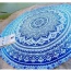 Fashion Blue Geometric Flowe Pattern Decorated Round Shape Shawl