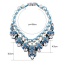 Elegant White+blue Geometric Diamond Decorated Pearl Weaving Chain Necklace