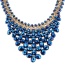 Elegant Sapphire Blue Oval Shape Gemstone Weaving Decorated Short Chain Necklace