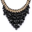 Elegant Black Oval Shape Gemstone Weaving Decorated Short Chain Necklace