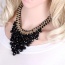 Elegant Black Oval Shape Gemstone Weaving Decorated Short Chain Necklace