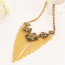 Vintage Gold Color Triangle Tassle Pendant Decorated Short Chai Necklace