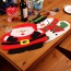 Lovely Red Square Shape Hasp Decorated Father Christmas Shape Table Mat