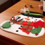 Lovely Red+white Flower Decorated Christmas Snowman Shape Table Mat