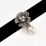 Elegant Black Flower&pearl Shape Decorated Simple Choker