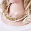 Vintage Gold Color+white Pearls Decorated Hand-woven Simple Collarbone Necklace