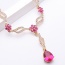 Elegant Gold Color+plum Red Water Drop Shape Diamond Decorated Hollow Out Design Jewelry Sets
