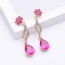 Elegant Gold Color+plum Red Water Drop Shape Diamond Decorated Hollow Out Design Jewelry Sets