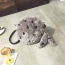 Cute Gray Fuzzy Ball Penndant Decorated Round Shape Bag